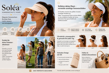 Soléa Visière Solaire – Protection solaire élégante pour la peau et les cheveux, pour des journées d’été confortables