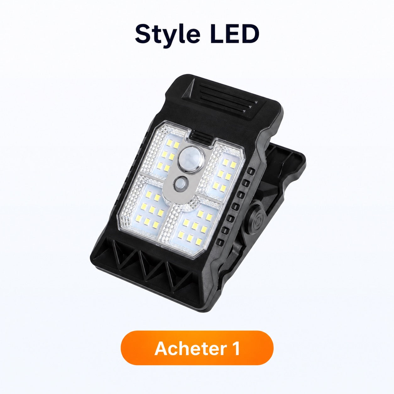 Lampe d’extérieur solaire avec détecteur de mouvement et fixation à clip