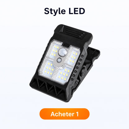 Lampe d’extérieur solaire avec détecteur de mouvement et fixation à clip