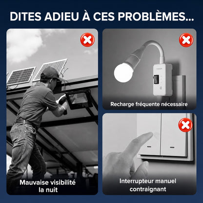 Lampe d’extérieur solaire avec détecteur de mouvement et fixation à clip