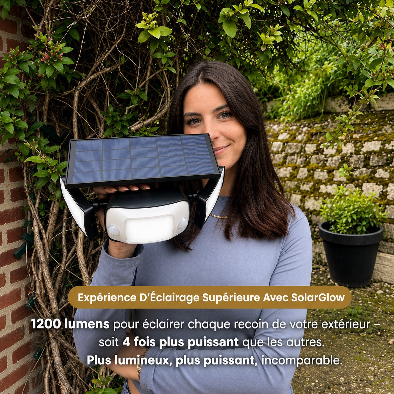 SolarGlow - Lampe d’extérieur solaire avec détecteurs de mouvement