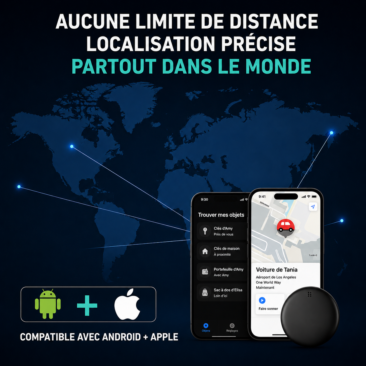 GP90 - Traceur GPS Précis sans Abonnement (Android/Apple)