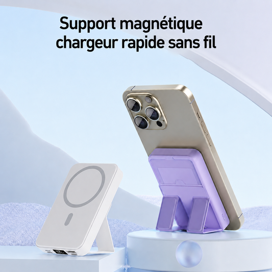 Batterie Externe Sans Fil Magnétique avec Support