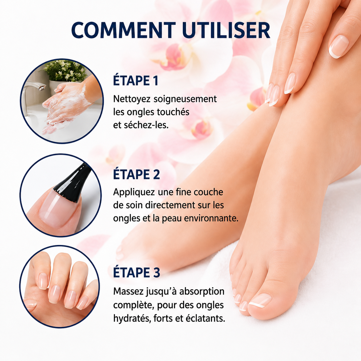 Soin nourrissant des ongles pour les mains et les pieds