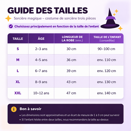 Sorcière Magique – Costume de sorcière trois pièces pour enfants