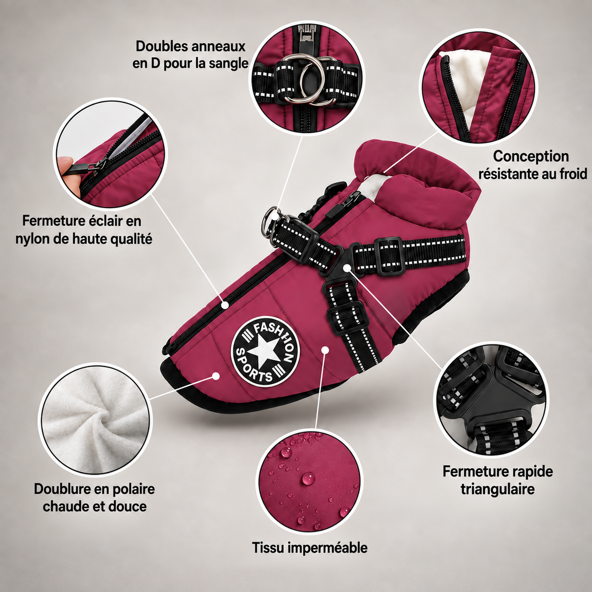 Petstar™ – Manteau d’hiver imperméable avec harnais intégré
