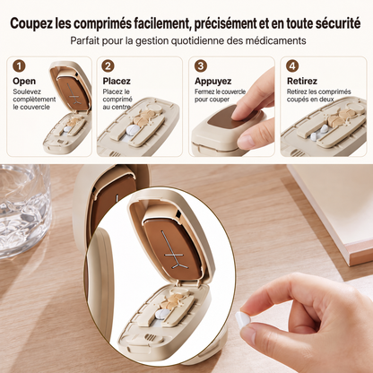 Coupe-comprimés portable – coupe les comprimés avec précision, design compact pour les voyages et la maison