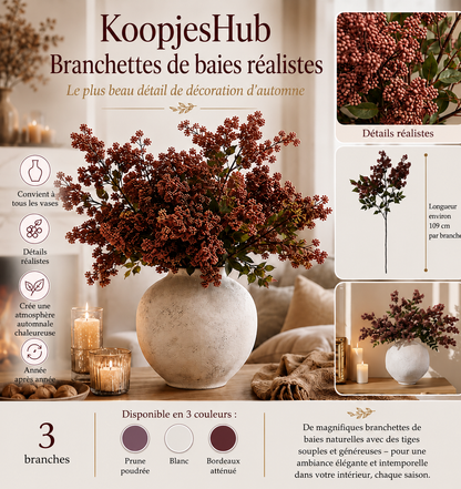 Branches de baies réalistes (lot de 3) – le détail déco le plus chaleureux de l’automne