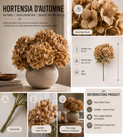 Hortensia d’Automne Artificiel – Hortensias artificiels réalistes avec une texture naturelle