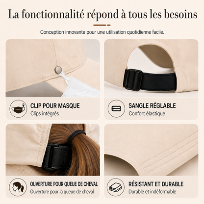 Chapeau de soleil avec ouverture pour queue-de-cheval
