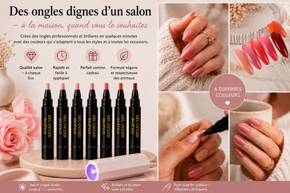 SalonPen – Stylo gel 3-en-1 pour les ongles avec lampe UV (lot de 6 pièces)