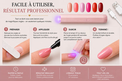 SalonPen – Stylo gel 3-en-1 pour les ongles avec lampe UV (lot de 6 pièces)