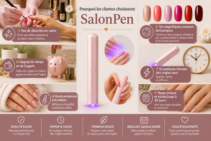 SalonPen – Stylo gel 3-en-1 pour les ongles avec lampe UV (lot de 6 pièces)