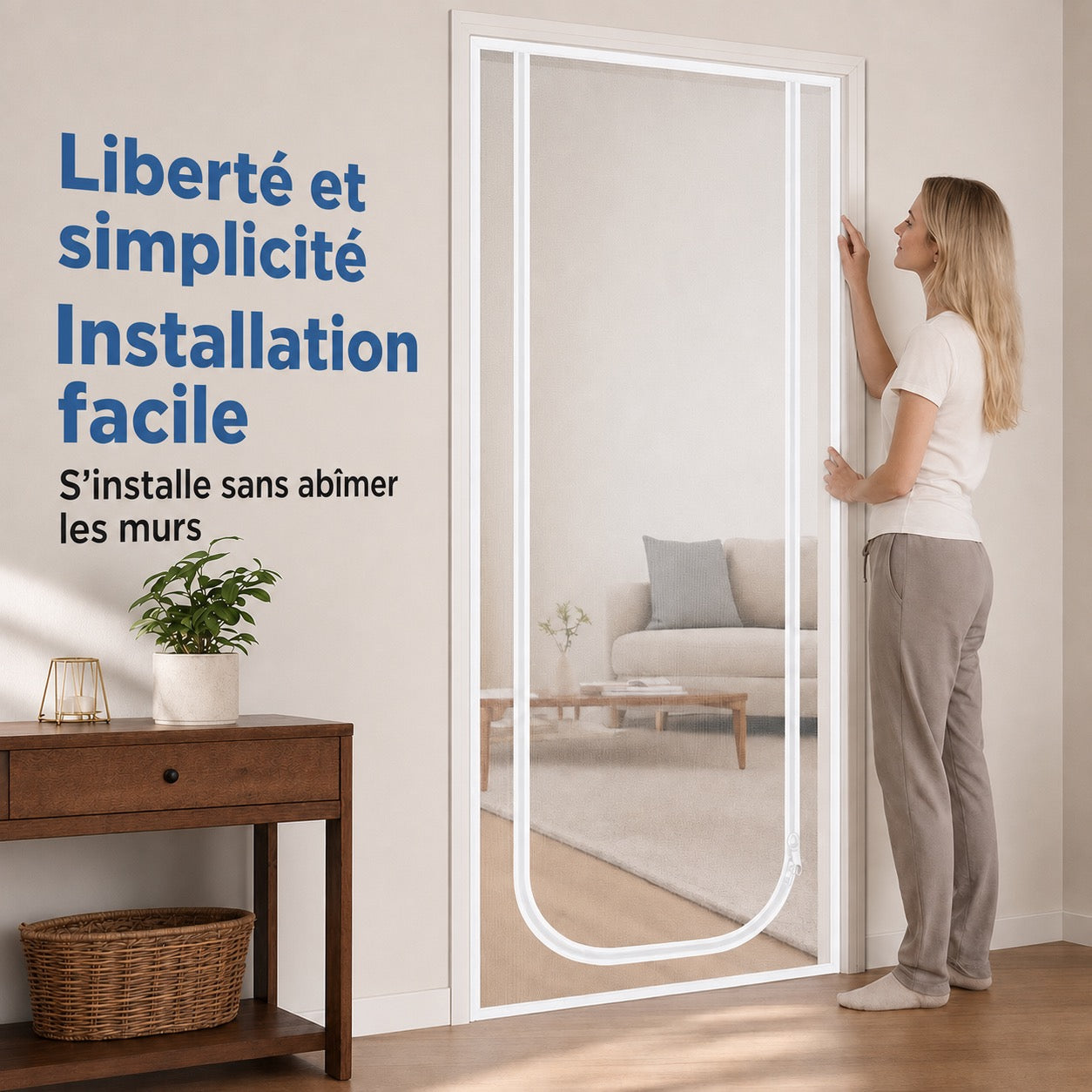 Porte moustiquaire avec fermeture éclair – tissu robuste résistant aux griffures, garde les chats et les chiens en toute sécurité à l’intérieur ou à l’extérieur, idéale pour les journées chaudes et l’air frais