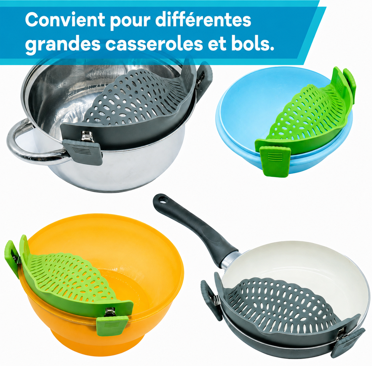 Accessoire passoire pour casserole et poêle