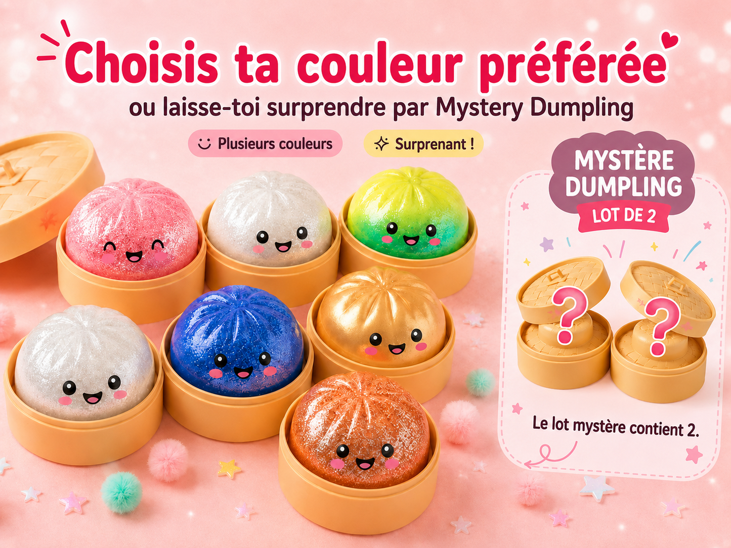 Glitter Dumpling Squishy – la balle anti-stress la plus adorable du moment