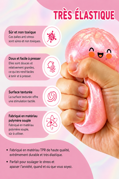 Glitter Dumpling Squishy – la balle anti-stress la plus adorable du moment