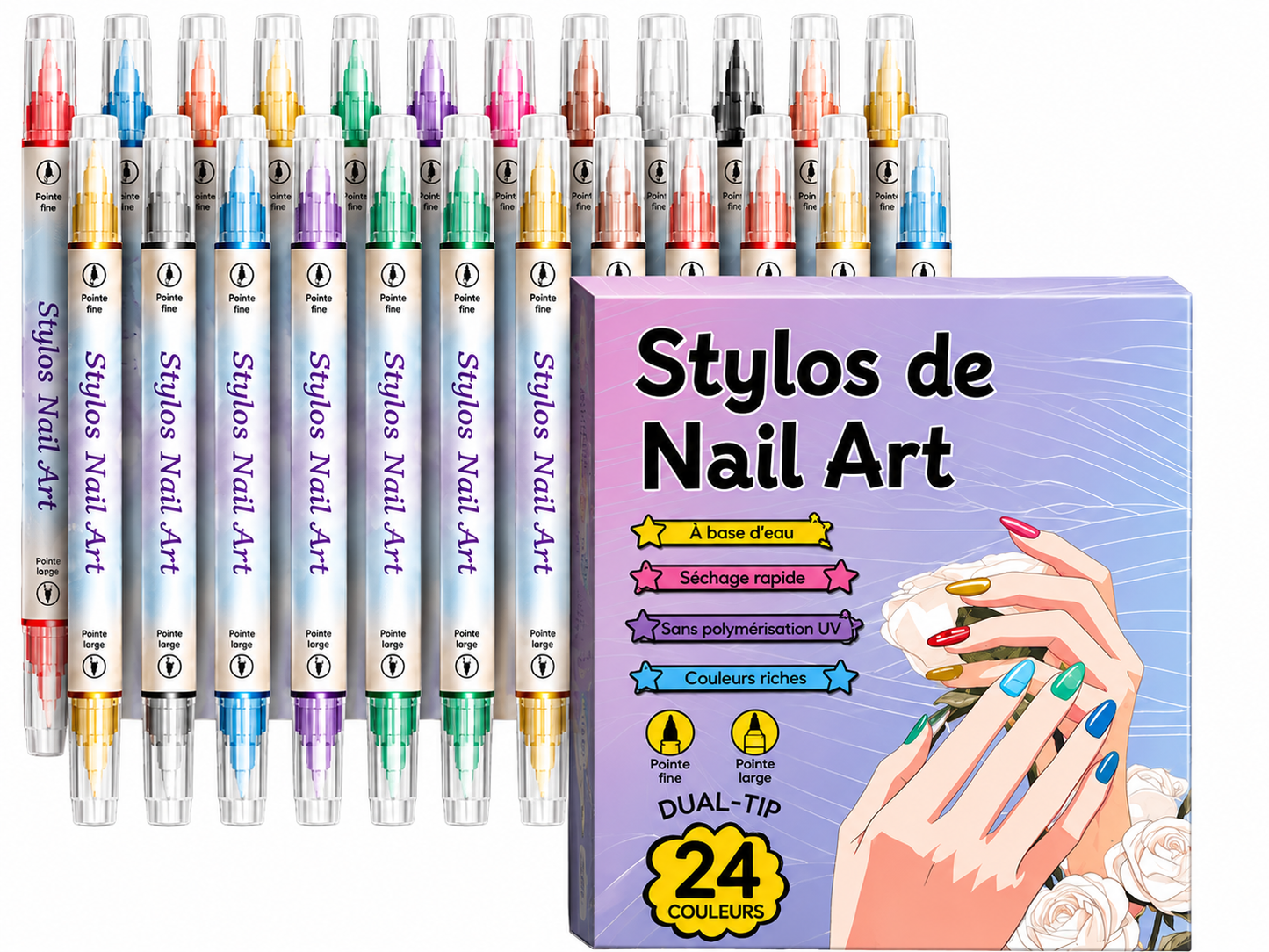 Ensemble de Stylos Double Embout pour Nail Art