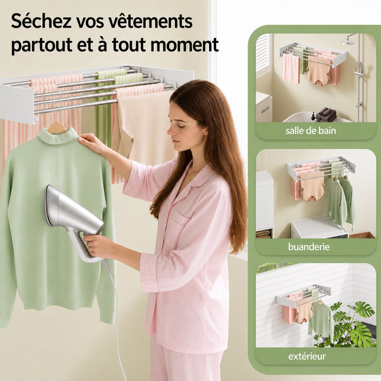 AirFold – Étendoir mural (pliable et gain de place)