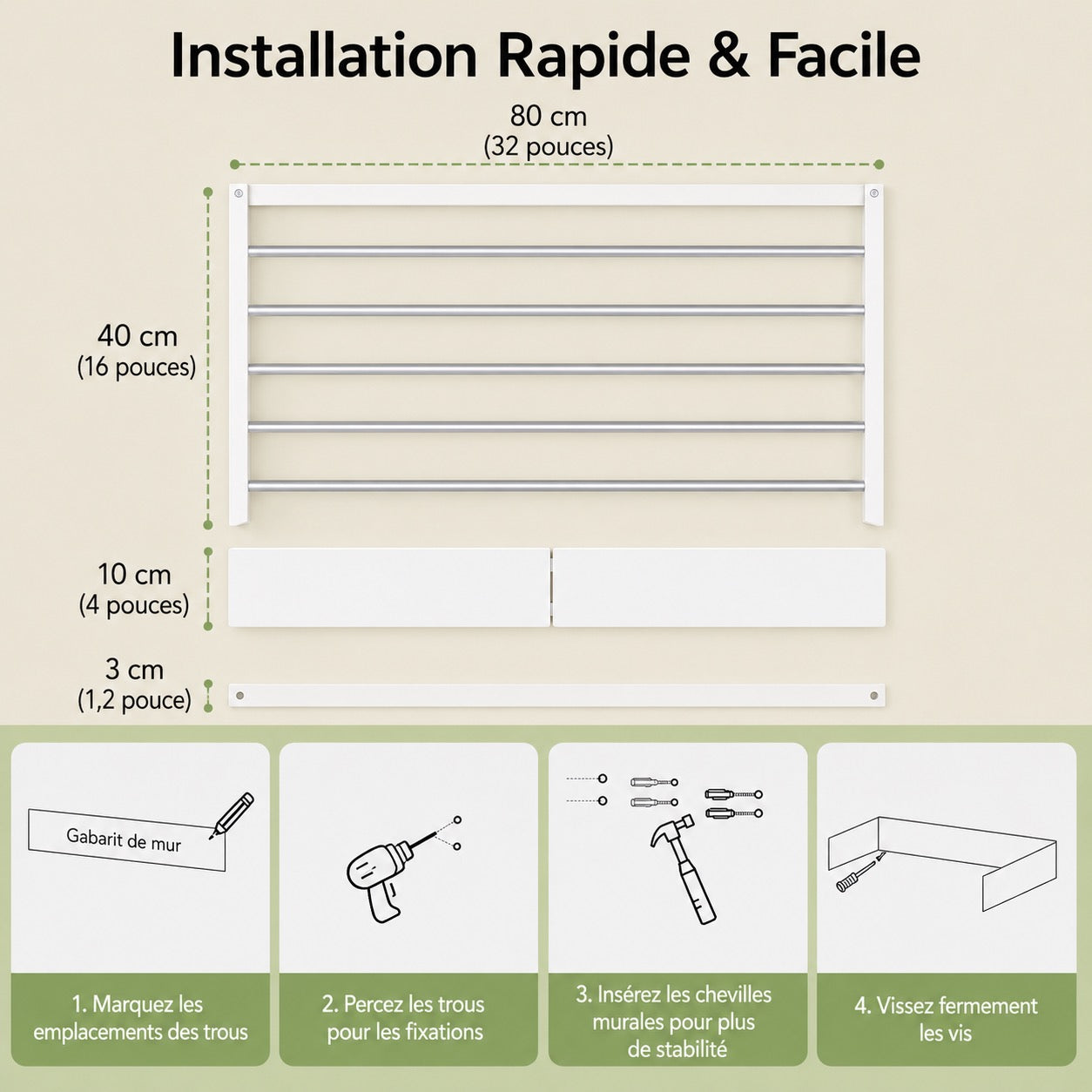 AirFold – Étendoir mural (pliable et gain de place)