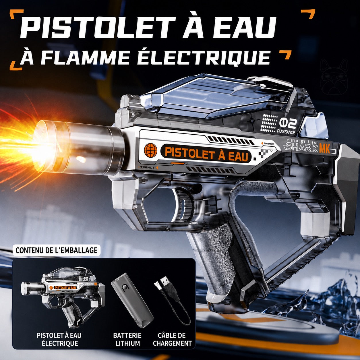 Pistolet à eau électrique avec effets LED et brume