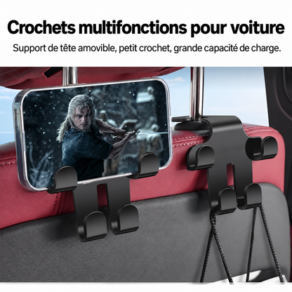 Crochet d’Appuie-Tête avec Logo Automobile (2 Pièces) — Rangement solide et peu encombrant pour sacs, courses et accessoires