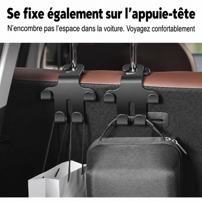 Crochet d’Appuie-Tête avec Logo Automobile (2 Pièces) — Rangement solide et peu encombrant pour sacs, courses et accessoires
