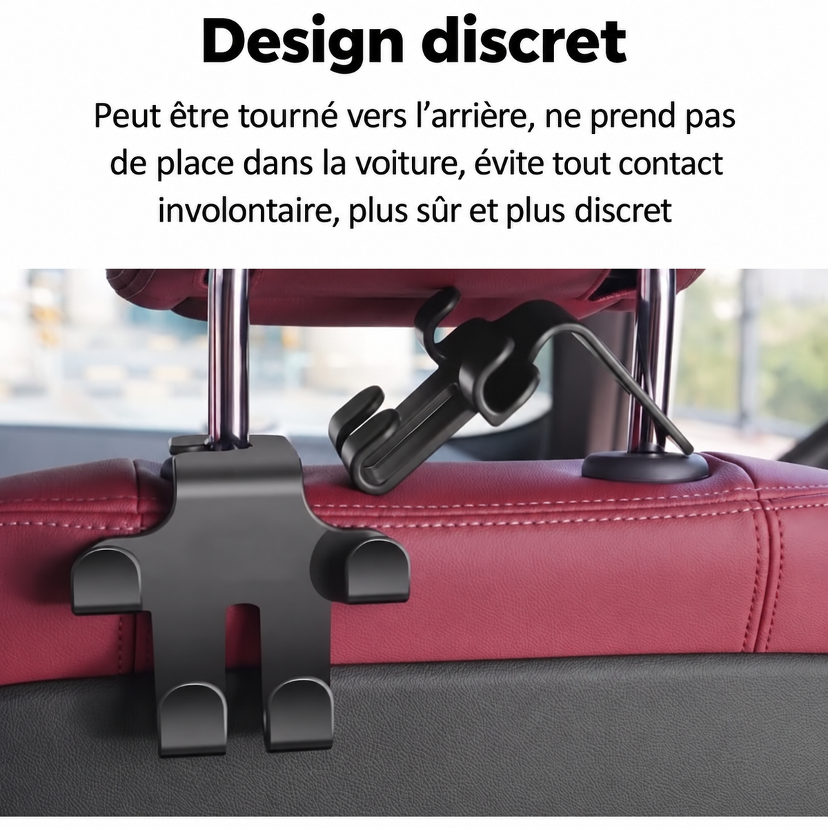 Crochet d’Appuie-Tête avec Logo Automobile (2 Pièces) — Rangement solide et peu encombrant pour sacs, courses et accessoires