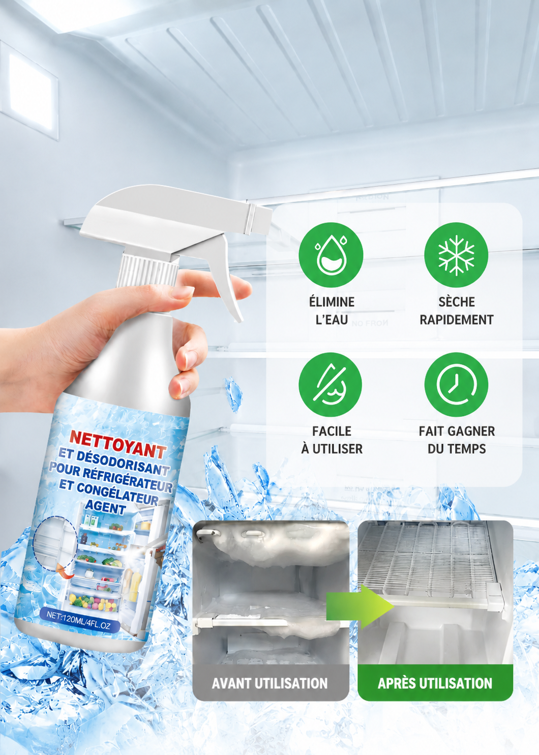 Spray Dégivrant | Pour Réfrigérateur et Congélateur