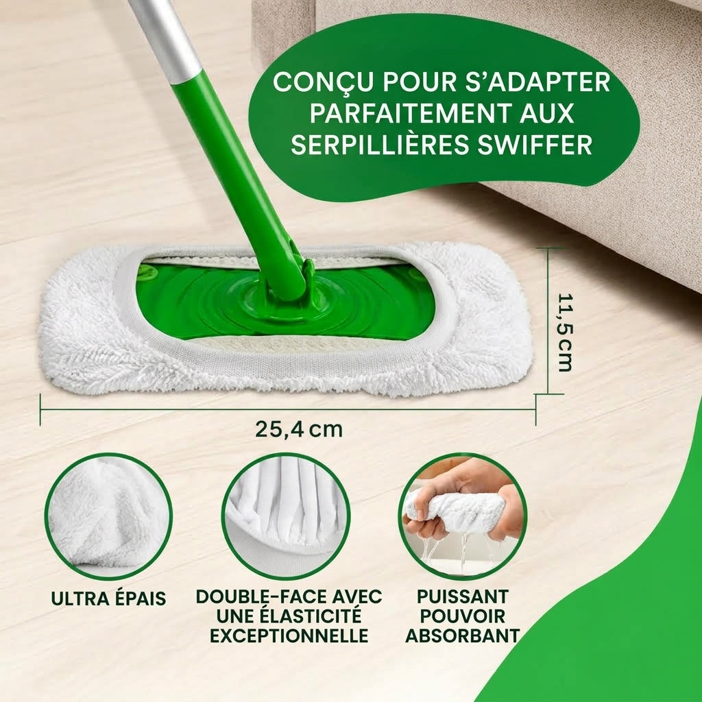 Lingette Microfibre Réutilisable pour Swiffer