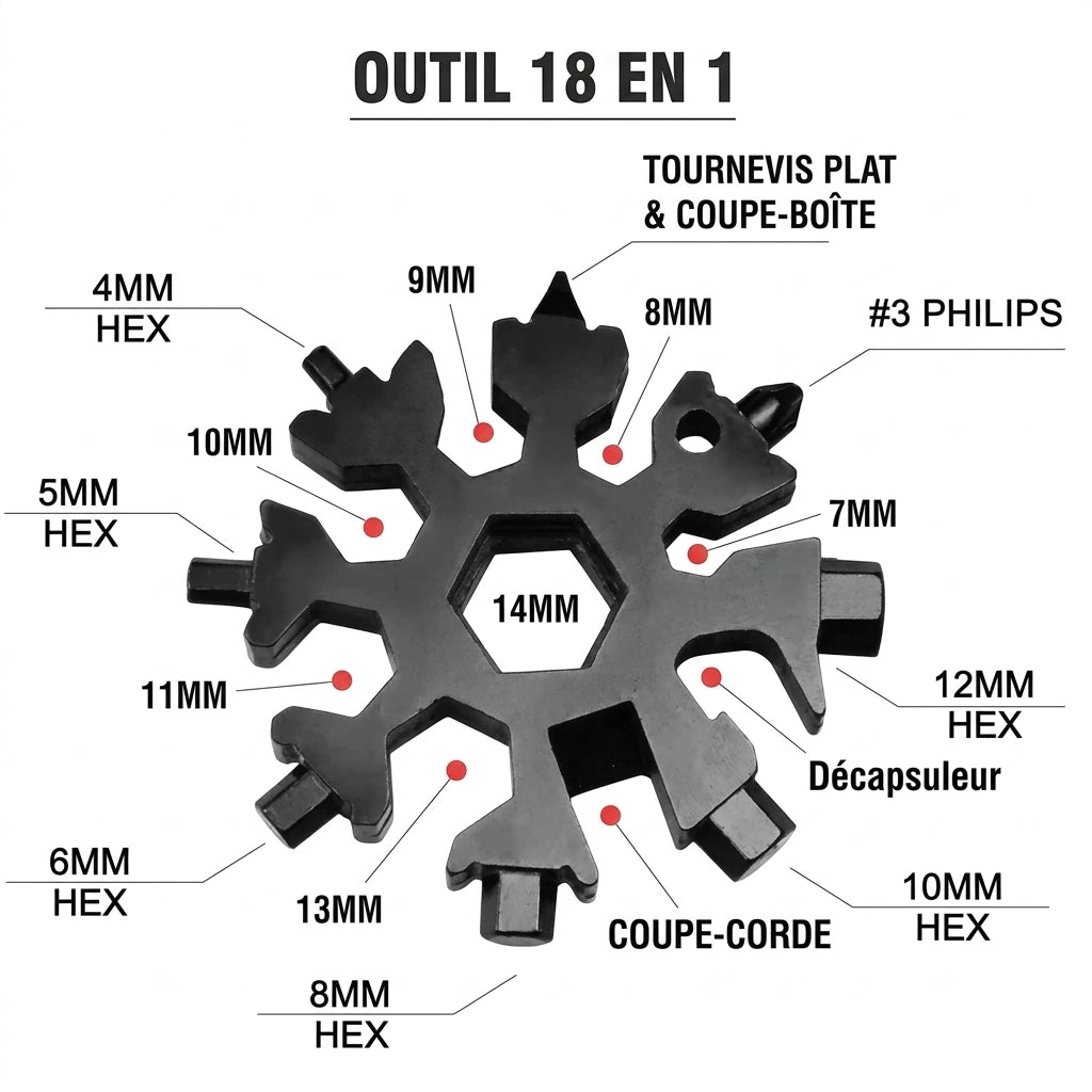 Snowflake™ Outil multifonction 18-en-1