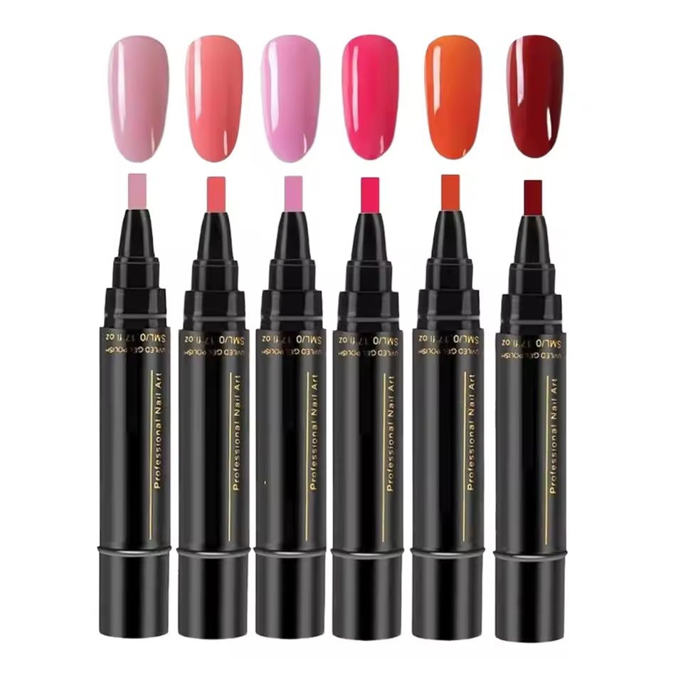 SalonPen – Stylo gel 3-en-1 pour les ongles avec lampe UV (lot de 6 pièces)