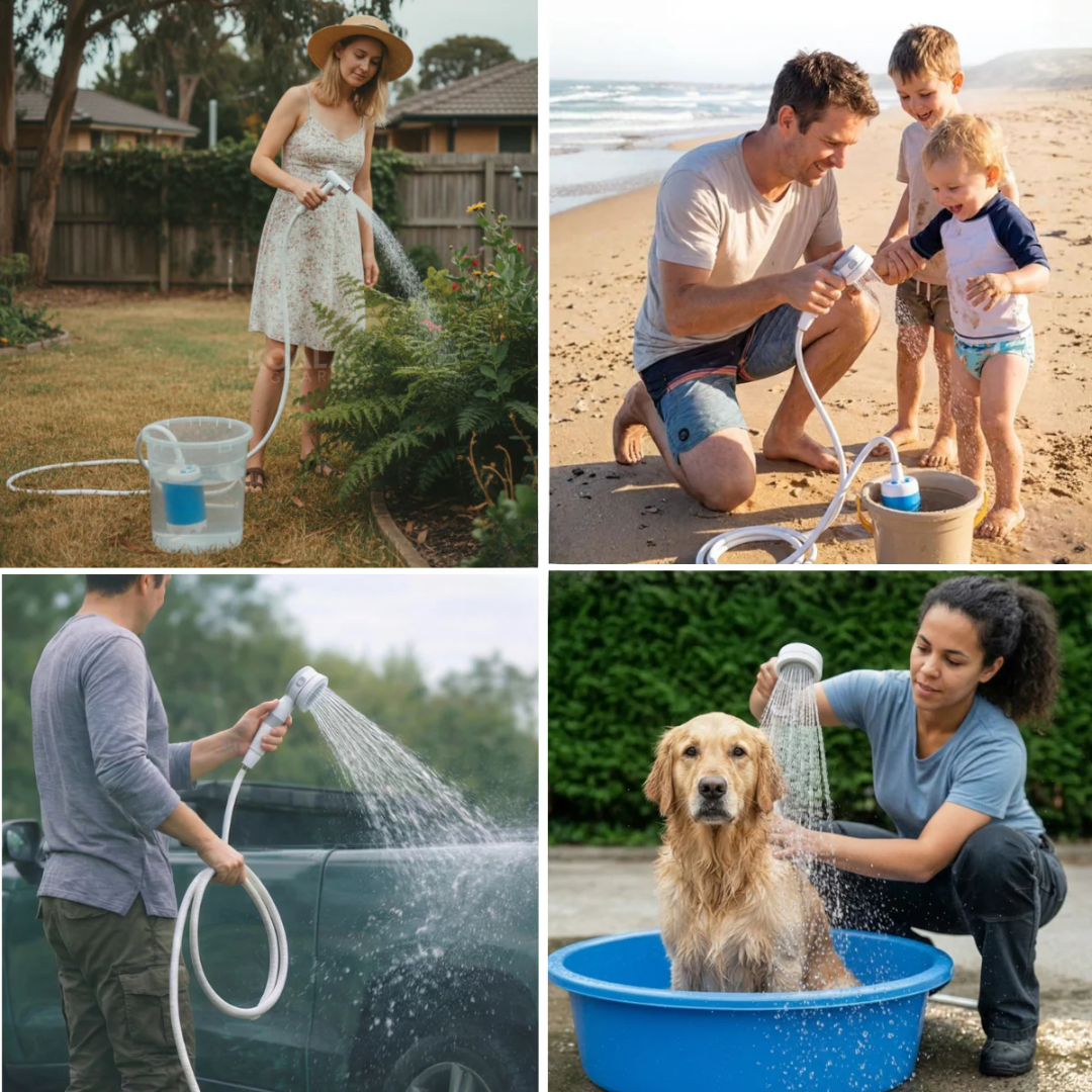 Pompe à eau portable : kit avec tuyau et pulvérisateur