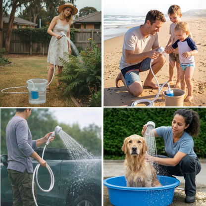 Pompe à eau portable : kit avec tuyau et pulvérisateur