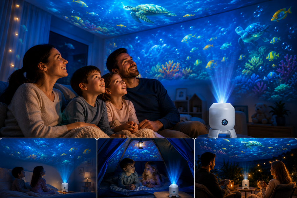 Projecteur Océan OceanWave avec lumières LED rotatives – Créez des soirées magiques