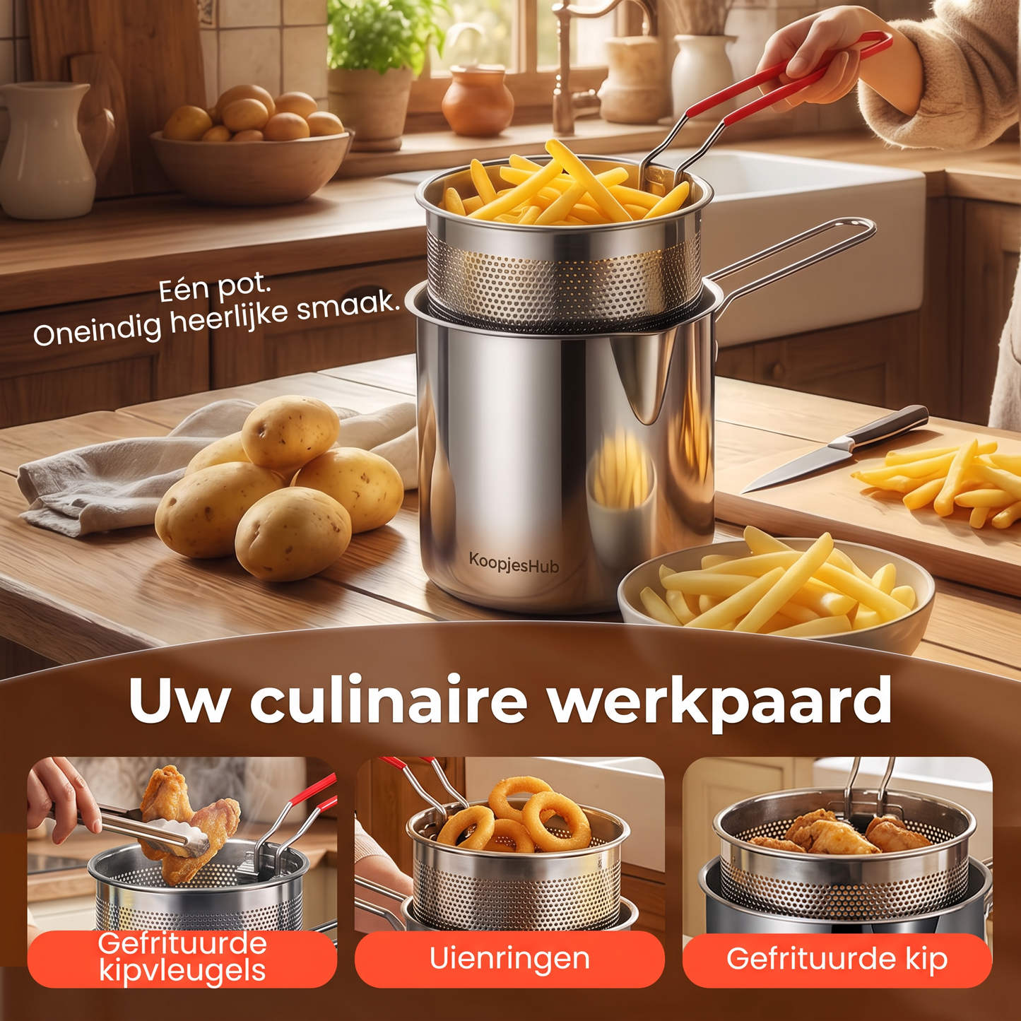 Friteuse multifonctionnelle – Frire, rôtir, cuire et mijoter dans une seule casserole