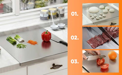 Planche à Découper de Cuisine en Acier Inoxydable